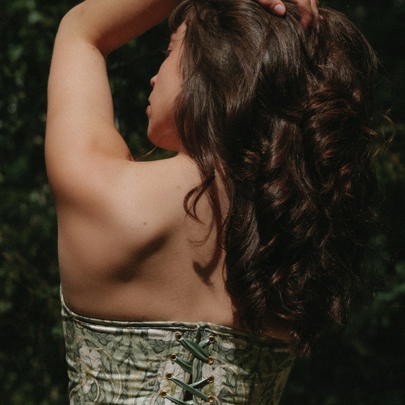 Floral Green Corset Top Cottage Core William Morris - Picture 3 of 3